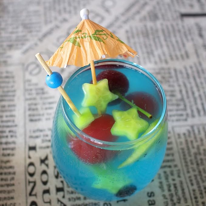 BLUE TOP 200pcs Colorful Wood Pearl Cocktail Picks for Drinks&Food,4.7Inch Fancy Cocktail Toothpicks for Appetizers/Fruit/Cakes/Cheese,Food Picks,Decorative Bamboo picks for July 4th Parties,Bar