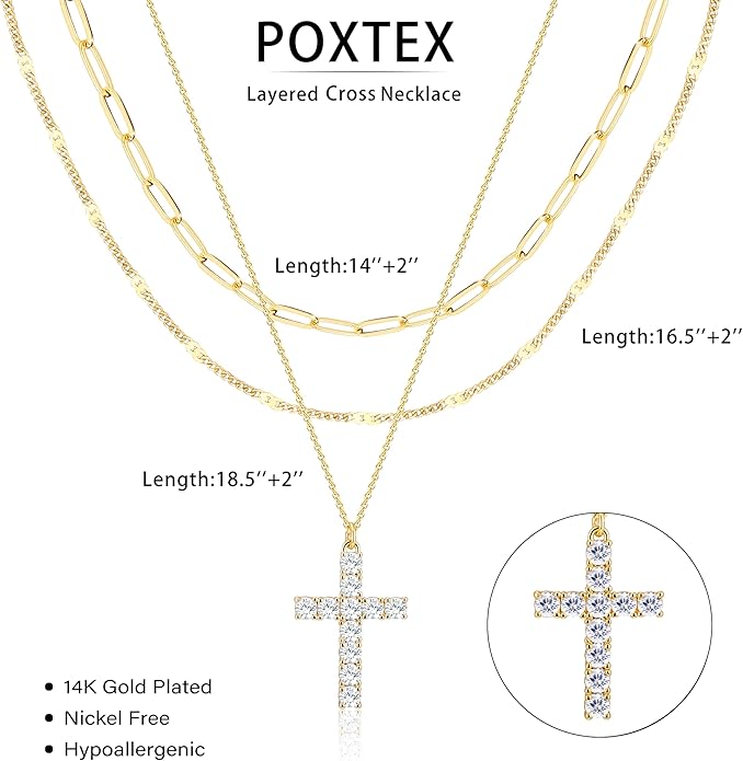 Layered Gold Necklaces for Women, Stackable Dainty 14K Gold Silver Plated Trendy Simple Heart Diamond Cross Bow Circle Pendant Paperclip Choker Dot Chain Necklace,Jewelry Set Gifts for Women
