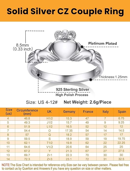 Bestyle 925 Sterling Silver Ring for Women, Minimalist Claddagh Ring Celtic Knot Ring for Women, Irish Promise Wedding Band, Gold/Rose Gold Vermeil Women Band Ring, Stackable, Gift for Her