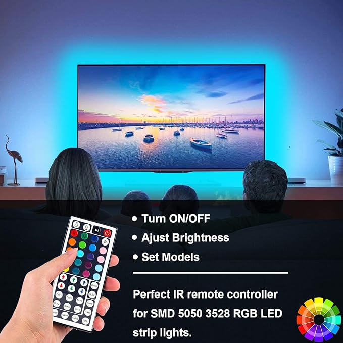 SUPERNIGHT RGB LED Light Strip Remote Controller, Dimmer for RGB LED Strip Lights, 44 Key Wireless IR Remote Controller for SMD 5050 3528 Rope Lights