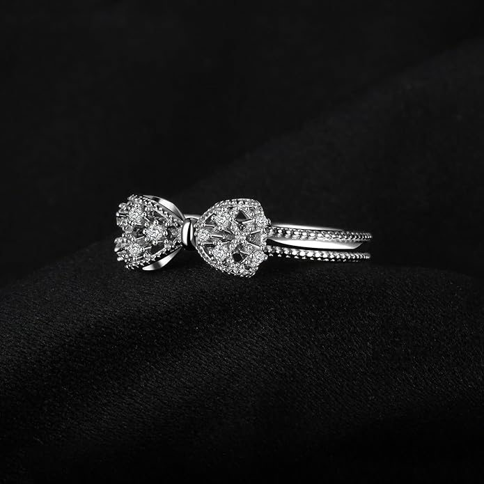 JewelryPalace 14k White Yellow Rose Gold Plated 925 Sterling Silver Rings for Women, Cubic Zirconia Promise Rings for Her, Stackable Wedding Bands Rings for Women Infinity Forever Love Knot Ring