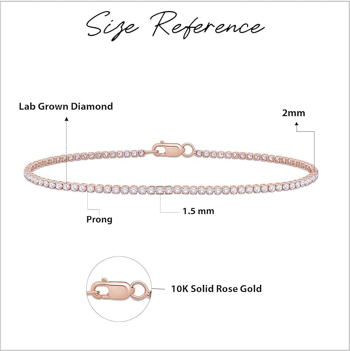 Tennis Bracelet for Women 1.10 to 1.30 Carat (ctw) Round Lab Grown Diamond Single Row Stacking Dainty Bracelets for Brides In 10K Solid Gold Or 925 Sterling Silver Jewelry Size-6.5 to 7.5 Inch