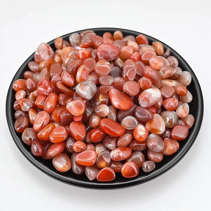 Polished Red Agate Crystal Chips 200 Pcs - 0.3" 10 oz Tumbled Stone Chips Crushed Sea Glass Stones Healing Reiki Crystal Making Home Decoration