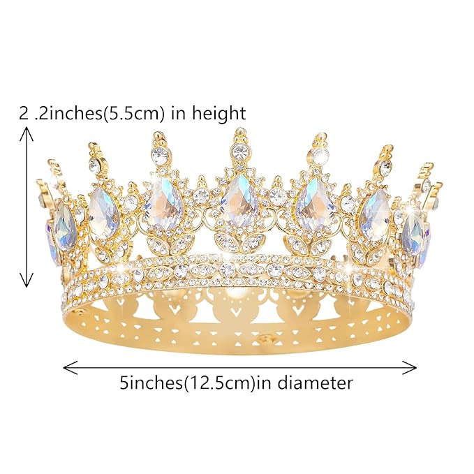 Queen Crown Rhinestone Wedding Crowns and Tiaras for Women Costume Party Hair Accessories Princess Birthday Crown Crystal Bridal Crown (KC Gold & Moonlight Crown)