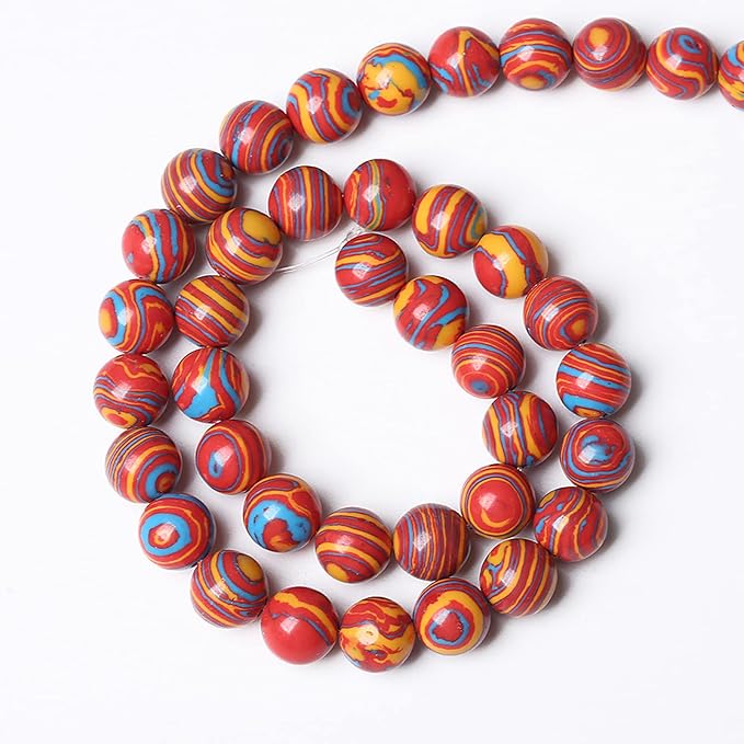 32PCS 12mm Natural Orange Malachite Beads Round Loose Stone Beads for Jewelry Making DIY Bracelet Necklace 15 Inch,Energy Stone Healing Power