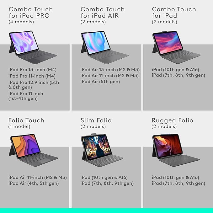 Logitech Combo Touch iPad Air 13-inch (M2 & M3)(2024, 2025) Keyboard Case - Midnight Black and Logitech Crayon Digital Pencil (2018 and Later)