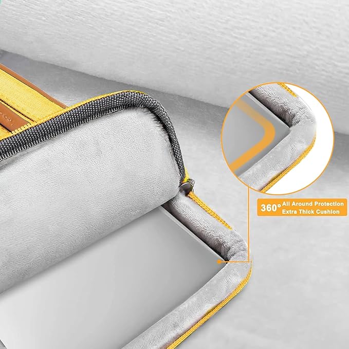 MOSISO 360 Protective Laptop Shoulder Bag,17-17.3 inch Computer Bag Compatible with MacBook, HP, Dell, Lenovo, Asus Notebook,Side Open Messenger Bag with 4 Zipper Pockets&Handle, Yellow