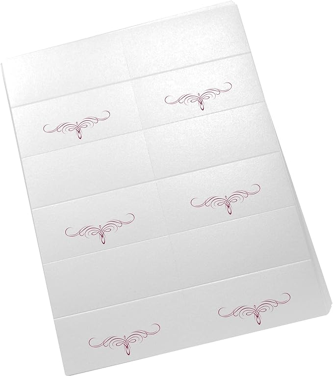 Decadent Flourish Printable Place Cards, Burgundy (Choose Color), Set of 150 (25 Sheets), Laser & Inkjet Printers - Wedding, Party, Dinner, and Special Events - Made in the USA
