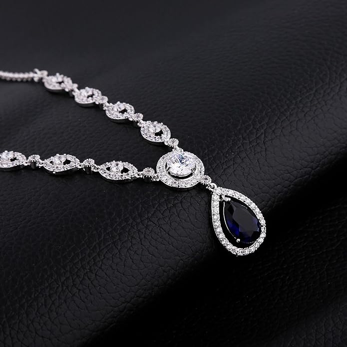GULICX AAA Cubic Zirconia CZ Silver Plated Base Women's Party Jewelry Set Earrings Pendant Necklace