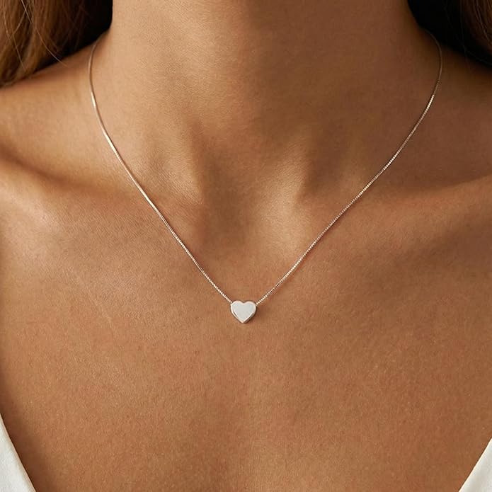 SLUYNZ Genuine 925 Sterling Silver Tiny Love Heart Pendant Necklace for Women Simple Sweet Heart Choker Necklace
