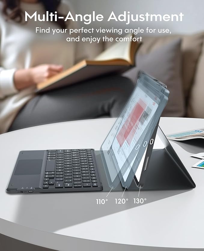 GreenLaw for iPad Air 11 inch case with Keyboard(M2, 2024), for iPad Pro 11 (4th/3rd/2nd/1st Gen) & iPad Air 5th/4th Gen, 7-Color Backlit, Smart Touchpad, 2 Device Connection, Black