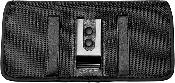 Nylon Cell Phone Holster for Samsung Galaxy A21, A22 5G, Note20 Ultra, S20/S21/S22 Ultra 5G, T-Mobile REVVL 6 Pro - Horizontal Case Canvas Waist Carrying Pouch with Belt Clip/Loops, Black