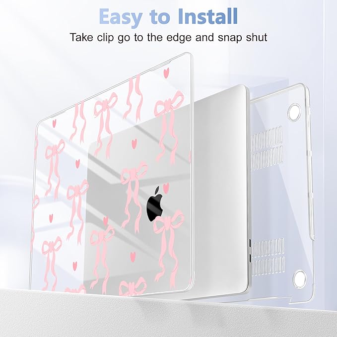 Case for MacBook Pro 13 inch with/Without Touch Bar (2016-2022, M2 A2338 M1 A2289 A2251 A2159 A1989 A1706 A1708), Hard Shell + Keyboard Cover + Dust Plug, Bow