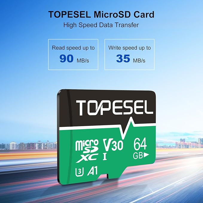 TOPESEL Micro SD Card high Speed 90mb per Second TF Card 4K Recording Memory Card with Adapter (5 Pack, 64, GB)