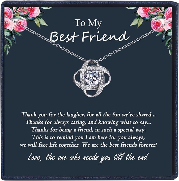 EPIRORA Sterling Silver Cubic Zirconia Love Knot Pendant Necklace for Women, Graduation Birthday Christmas Jewelry Gifts for Friends/Wife/Sister/Daughter/Mom