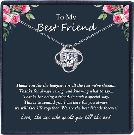 EPIRORA Sterling Silver Cubic Zirconia Love Knot Pendant Necklace for Women, Graduation Birthday Christmas Jewelry Gifts for Friends/Wife/Sister/Daughter/Mom