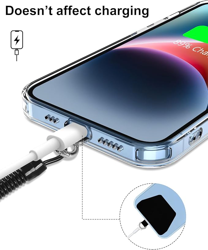 SHANSHUI Phone Lanyard Tether, Anti Theft Spring Phone Strap, 4 x Phone Pacthes & Climbing Hook Universal Phone Lanyard for Keys Outdoor Skiing Hiking Fishing Fitting for All Smartphones - 2PCS Black
