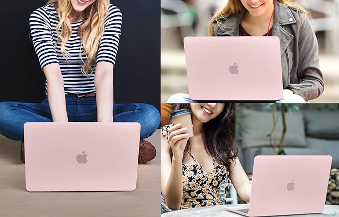 CISSOOK for MacBook Air 13.6 M4 M3 M2 Case 2025 2024 2022 Release, Plastic Hard Shell & Keyboard Cover & USB Adapter for MacBook Air 13.6 inch A3240 A3113 A2681, Baby Pink
