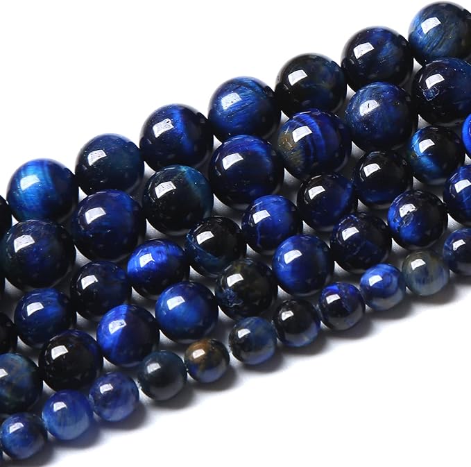 Lapis Lazuli Blue Tiger Eye Beads Natural Stone Round Loose Beads Energy Gemstone Healing Power for Jewelry Making 1 Strand 8mm 46pcs 15"