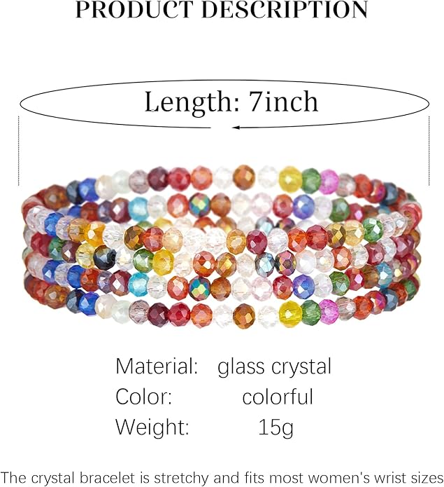 Noessla Beaded Boho Stretch Bracelet Colorful Stackable Crystal Beads Bracelets Trendy Costume Jewelry Mothers Day Gifts for Women