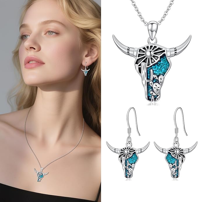 Western Earrings for Women 925 Sterling Silver Turquoise Western Country Dangle Drop Earrings Country Jewelry Gifts for Cowgirl Cowboy