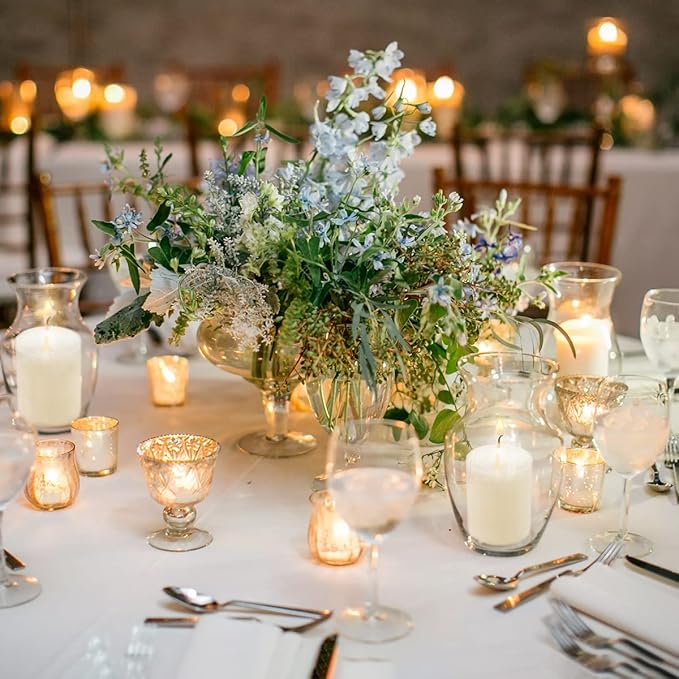 2.0 Inch White Votive Candles, Unscented Wax 12 Hour 1.5'' Diameter Candles for Wedding, Party & Home, 24 Packs