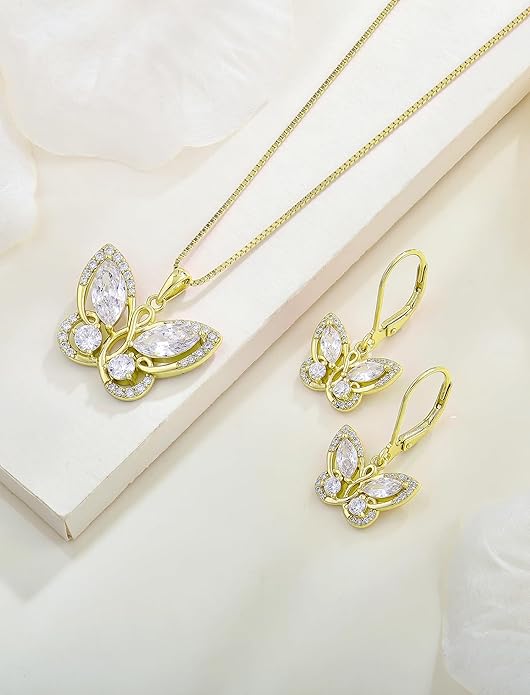 Starchenie Butterfly Earrings for Women 925 Sterling Silver Leverback Earrings Birthstone Butterfly Jewelry Gifts