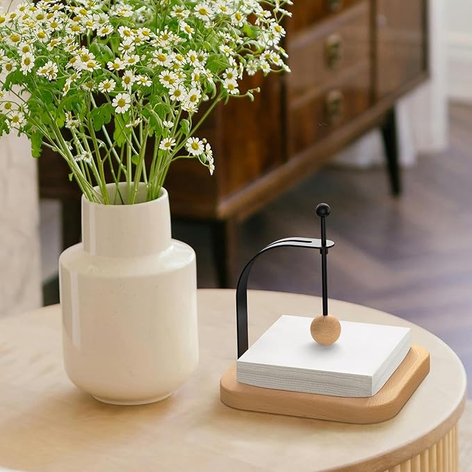 Walnut Wood Napkin Holder for Table,Elegant Wooden Square for Table Dispenser with Weighted,Suitable for Kitchen Restaurant Bar Office Parties Home Décor Hotel Cafe (Beech)