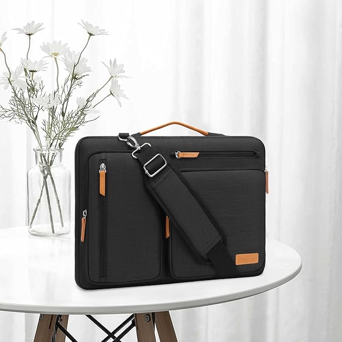 MOSISO 360 Protective Laptop Shoulder Bag,13 inch Computer Bags Compatible with MacBook Air M4 M3 M2 M1 2025-2018/Pro 13 2025-2016,Side Open Messenger Bag with 4 Zipper Pockets, Black