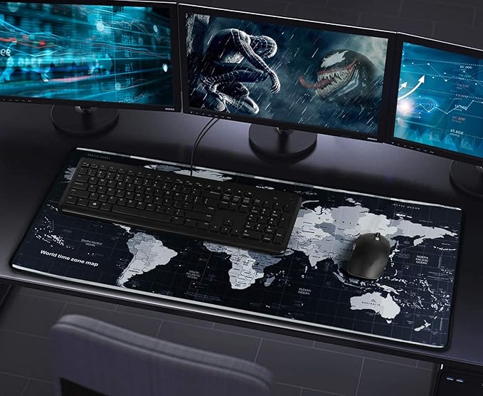 Gaming Mouse Pad, Large Extended Desk Mouse Pad, Non-Slip Spill-Resistant Mousepad with Special-Textured Surface, Anti-Fray Stitched Edges for Esports Pros Gamer Office - Map