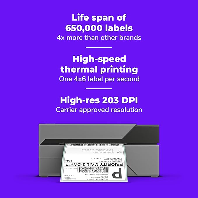 Rollo USB Shipping Label Printer - Commercial Grade 4x6 Thermal Label Printer for Shipping Packages - High Speed Custom Sticker Label Maker for Small Business - Supports Windows & Mac