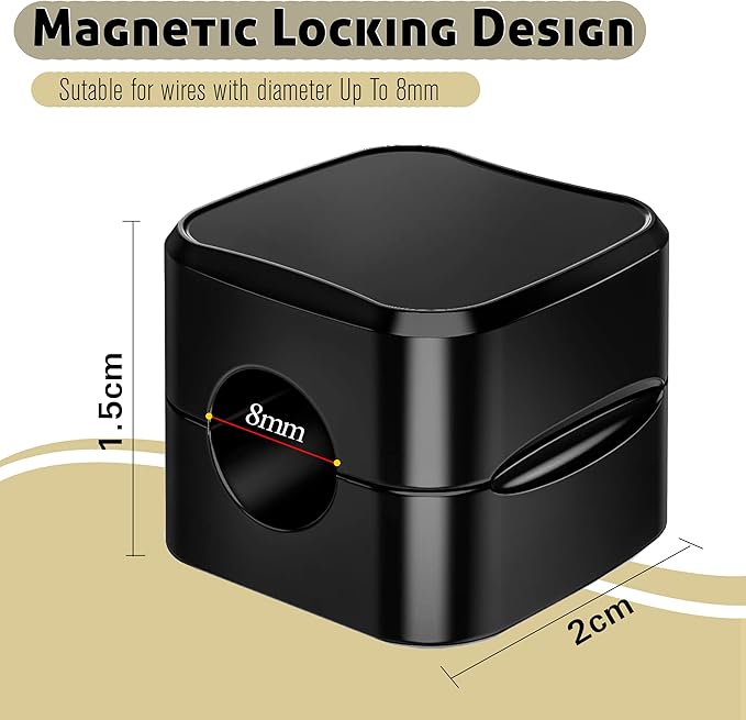 SaiTech IT Pack of 6 Magnetic Cable Clips, Cord Organizer Holder, for Desk Cable Management, Adhesive Wire Keeper for Car, Office Home Desktop, Wall, Night Table
