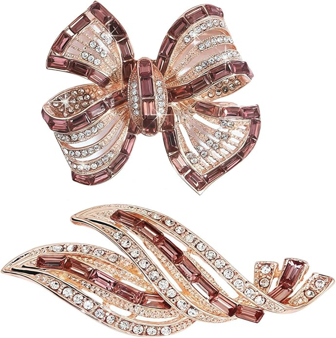 Elegant Leaf-shaped Crystal Brooch, Perfect for Any Occasion，Rose Gold/Silver