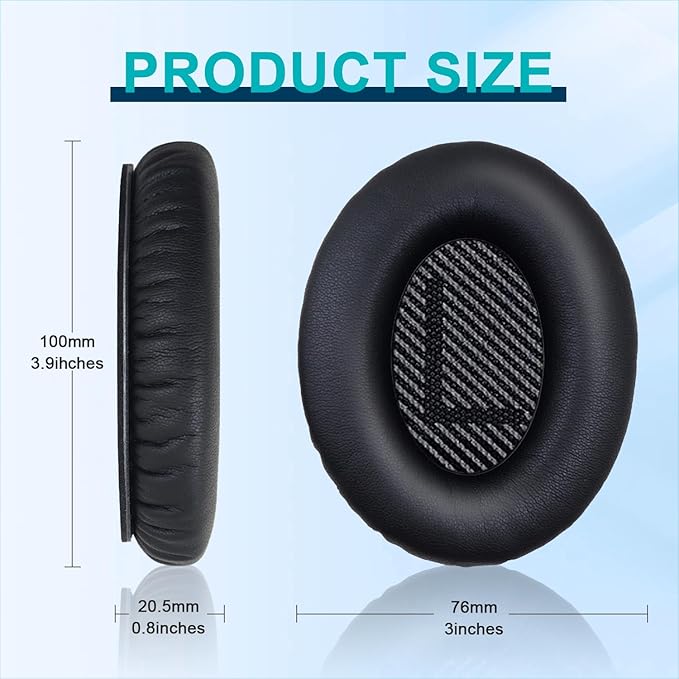 Replacement Earpads Cushions for Bose QuietComfort 35 & Quiet Comfort 35 II, Headphones Ear Covers Ear Pads for Bose QC35/QC35II/25/15 QC2 / Ae2 / Ae2i / Ae2W / Sound Link/Sound True-Black&Black