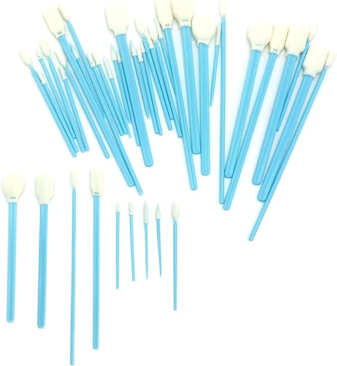 Lint-Free Foam Swab Sticks (9 Types 33 Pcs), Foam Tip Cleaning Swab Kit for Optical Instruments, Camera Lenses, Electronic Equipment, Car Detailing, Inkjet Printer Print Heads