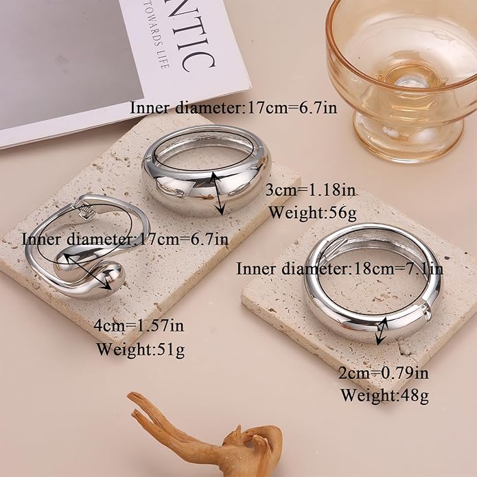 SAMOCO 3Pcs Chunky Gold Bangle Bracelets for Women Trendy Wide Wrist Cuff Bracelets Stack Statement Bangle Fashion Gifts