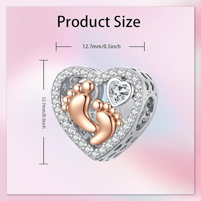 Birthday Fashion Love Heart Dangle Charm 925 Sterling Silver Charms fits Bracelets and Necklace Pendant Bead Charms Jewelry Present for Women Family Friends