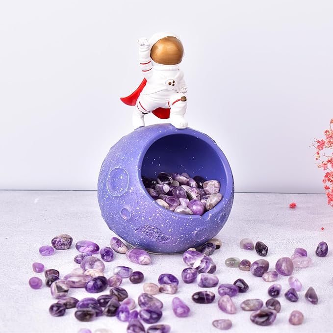 Polished Amethyst Crystal Chips Set, 0.4", 128 Pcs - Handpicked Tumbled Stones and Crystals Bulk for Healing, Reiki, Meditation, Witchcraft and Home Decor