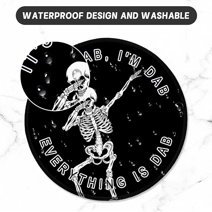 ITNRSIIET Round Mouse Pad with Stitched Edge Premium-Textured Waterproof Non-Slip Rubber Base Desktop Protection Mat Diameter 8.7 inches, Dab