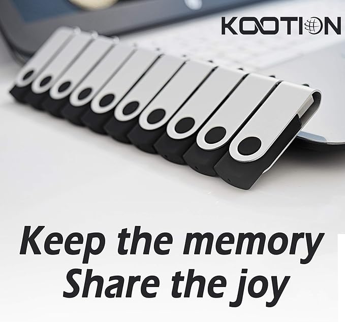 KOOTION 100 Pack 8GB Flash Drive Bulk USB 2.0 Thumb Drive Wholesale Flash Drives Swivel Memory Stick Jump Drive, (Black, 100 Pcs 8GB Without Logo)