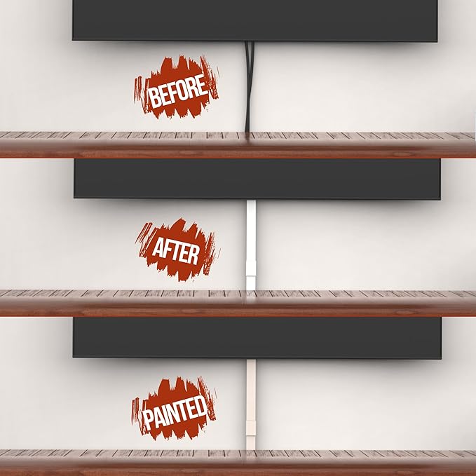 Cord Hider, Wire Cover, Cord Covers Wall Mounted TV, Cable Hider, 315 in Paintable White Raceway Kit, Electrical Cords Concealer, Cable Management, Hide Cords Wall, Wire Molding, Adhesive Channel