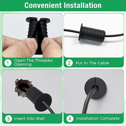 4pc Starlink Cable Grommet 3/4" Silicone Anti-Slip Waterproof Wall Hole Pass Through Split Cable Bushings for TV Wire Ethernet Cord, Starlink Cable Routing Kit Accessories,38mm/1.5"Ht, White