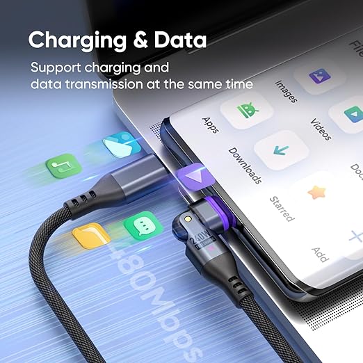 240W Rotating USBC to USB C Magnetic Data Cable, 3ft for Laptop/Tablet/Smart Phone
