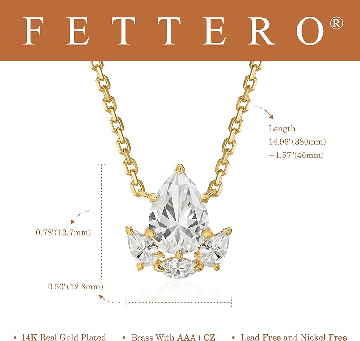Fettero Christmas Necklace for Women Trendy 14K Gold Plated Dainty Diamond Necklace Charm CZ Clover Star Pendant Necklaces Simple Jewelry Gold Necklace for Women