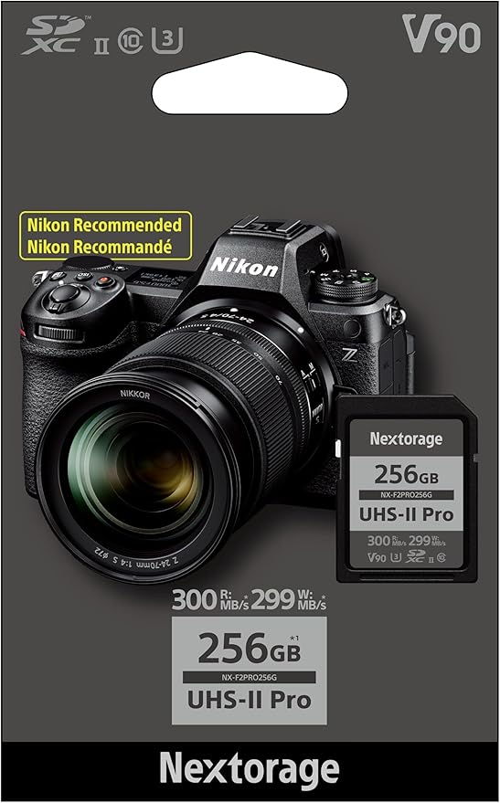 Nextorage 256GB SDXC UHS-II V90 SD Card Japanese Brand pSLC Max. Write Speed 299MB/s Max. Read Speed 300MB/s 4K Recording F2PRO Series NX-F2PRO256G SDXC Card for Digital Camera