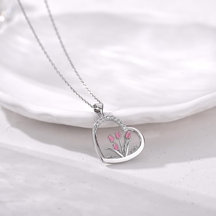 Flower Necklace Tulip/Sunflower/Daisy/Bee Pendant Necklaces Jewelry for Women Mom Gifts