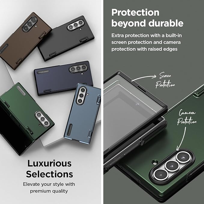 VRS DESIGN Terra Guard Modern for Galaxy Z Fold 7 (2025) – Magnetic Phone Case with Built-in Screen Protector, Rugged Dual Layer Protection & Spring-Loaded Hinge Cover (Ice Blue)