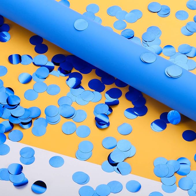 TecUnite Round Tissue Paper Table Confetti Dots for Wedding Birthday Party Decoration, 1.76 oz(Sapphire Blue Foil Confetti,1.5 cm)