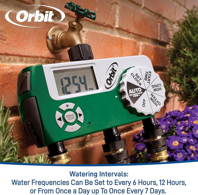 3-Pack Orbit 56082 3-Outlet Hose Watering Timer, Green…