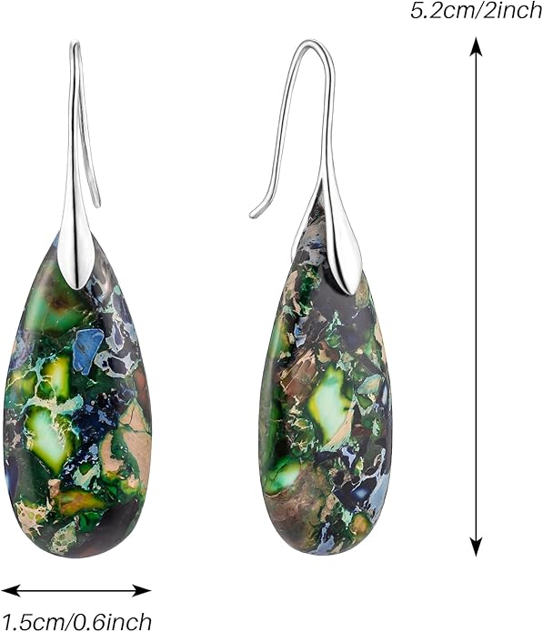 SELOVO Stone Fishhook Dangle Drop Earrings Statement Earrings for Women Stone